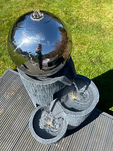 Mirror Globe Vase Large 3 Tier Water Feature With LED Lights - Plug Powered 108x45x43cm 4 Mirror Globe Vase Large 3 Tier Water Feature With LED Lights - Plug Powered 108x45x43cm - Image 2