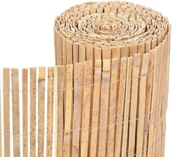 Natural Bamboo Wood Garden Fence Covering, Outdoor Privacy Slat Screening Wind Sun Protection - H 1.2m X W 4m