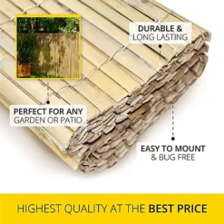 Natural Bamboo Wood Garden Fence Covering, Outdoor Privacy Slat Screening Wind Sun Protection - H 1.2m X W 4m -Leaf Shop natural bamboo wood garden fence covering outdoor privacy slat screening wind sun protection h 1 2m x w 4m5055566254461 04c MP