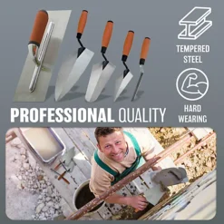 New 5pc Tradesman Trowel Set Brick Jointer Hand Brick Plastering Builders -Leaf Shop new 5pc tradesman trowel set brick jointer hand brick plastering builders5056316719049 04c MP