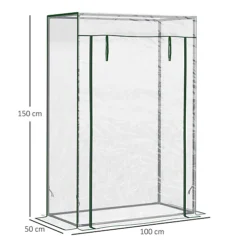 Outsunny 100 X 50 X 150cm Greenhouse W/ Zipper Roll-up Door Outdoor Transparent 8 Outsunny 100 X 50 X 150cm Greenhouse W/ Zipper Roll-up Door Outdoor Transparent -Leaf Shop outsunny 100 x 50 x 150cm greenhouse w zipper roll up door outdoor transparent5056534504540 03c MP