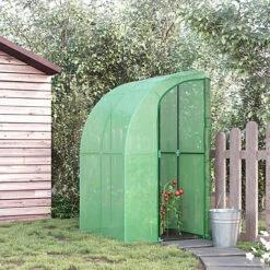 Outsunny 143 X 118 X 212cm Walk-In Lean To Wall Tunnel Greenhouse W/ Door