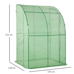 Outsunny 143 X 118 X 212cm Walk-In Lean To Wall Tunnel Greenhouse W/ Door -Leaf Shop outsunny 143 x 118 x 212cm walk in lean to wall tunnel greenhouse w door5056399121135 03c MP