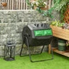 Outsunny 160L Outdoor Tumbling Compost Bin W/ Dual Chamber, Sliding Doors, Black -Leaf Shop outsunny 160l outdoor tumbling compost bin w dual chamber sliding doors black5056534568245 01c MP
