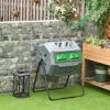 Outsunny 160L Outdoor Tumbling Compost Bin W/ Dual Chamber, Sliding Doors, Grey -Leaf Shop outsunny 160l outdoor tumbling compost bin w dual chamber sliding doors grey5056534528546 01c MP