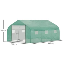 Outsunny 4.5 X 3 X 2m Outdoor Tunnel Greenhouse W/ Roll Up Door 6 Windows -Leaf Shop outsunny 4 5 x 3 x 2m outdoor tunnel greenhouse w roll up door 6 windows5056534553487 03c MP