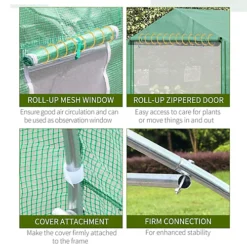 Outsunny 4.5 X 3 X 2m Outdoor Tunnel Greenhouse W/ Roll Up Door 6 Windows -Leaf Shop outsunny 4 5 x 3 x 2m outdoor tunnel greenhouse w roll up door 6 windows5056534553487 06c MP