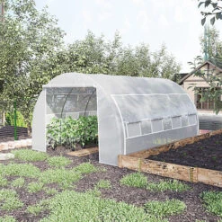 Outsunny 4 X 3 X 2 M Polytunnel Greenhouse Pollytunnel Tent Steel Frame White