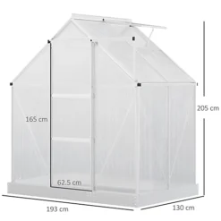 Outsunny 4x6FT Walk-In Greenhouse Polycarb. Panels Aluminium Frame Sliding Door -Leaf Shop outsunny 4x6ft walk in greenhouse polycarb panels aluminium frame sliding door5056399108440 03c MP