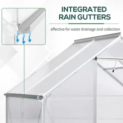 Outsunny 4x6FT Walk-In Greenhouse Polycarb. Panels Aluminium Frame Sliding Door -Leaf Shop outsunny 4x6ft walk in greenhouse polycarb panels aluminium frame sliding door5056399108440 06c MP