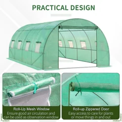 Outsunny 6 X 3M Polytunnel Walk-in Garden Greenhouse With Zip Door And Windows 9 Outsunny 6 X 3M Polytunnel Walk-in Garden Greenhouse With Zip Door And Windows -Leaf Shop outsunny 6 x 3m polytunnel walk in garden greenhouse with zip door and windows5056534537876 06c MP