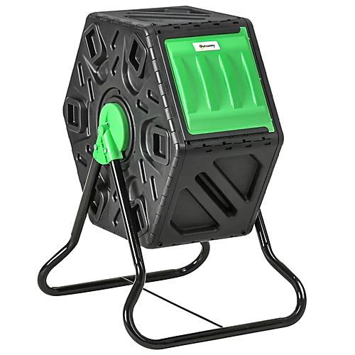 Outsunny 65L Garden Compost Bin, Single Chamber Rotating Composter, 48 Ventilation Openings And Steel Legs 4 Outsunny 65L Garden Compost Bin, Single Chamber Rotating Composter, 48 Ventilation Openings And Steel Legs - Image 2