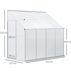 Outsunny 8.3FT X 4FT Walk-In Garden Greenhouse Aluminum Frame Polycarbonate -Leaf Shop outsunny 8 3ft x 4ft walk in garden greenhouse aluminum frame polycarbonate5056534545802 03c MP