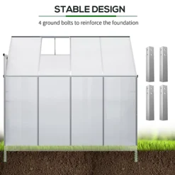 Outsunny 8.3FT X 4FT Walk-In Garden Greenhouse Aluminum Frame Polycarbonate -Leaf Shop outsunny 8 3ft x 4ft walk in garden greenhouse aluminum frame polycarbonate5056534545802 06c MP