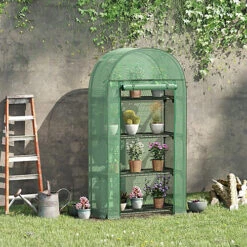 Outsunny 80 X 49 X 160cm Mini Greenhouse Portable Green House With Storage Shelf