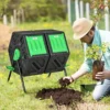 Outsunny Dual Chamber Garden Compost Bin, 130L Rotating Composter, Compost Maker -Leaf Shop outsunny dual chamber garden compost bin 130l rotating composter compost maker5056602941505 01c MP