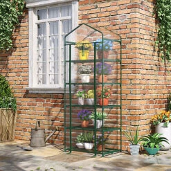 Outsunny Mini Greenhouse Outdoor Flower Stand PVC Cover Portable 69 X 49 X 193cm