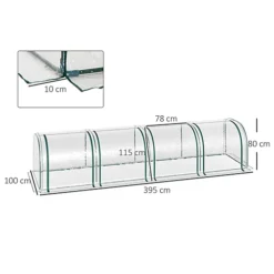Outsunny PVC Tunnel Greenhouse Green Grow House Steel Frame For Garden Backyard With Zipper Doors 395x100x80 Cm Clear -Leaf Shop outsunny pvc tunnel greenhouse green grow house steel frame for garden backyard with zipper doors 395x100x80 cm clear5056602936129 03c MP