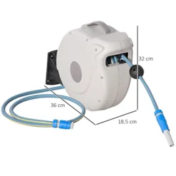 Outsunny Retractable Hose Reel Wall Mounted W/ Lead-in Hose And Handle, 10m -Leaf Shop outsunny retractable hose reel wall mounted w lead in hose and handle 10m5056534576400 03c MP