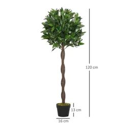 Outsunny Set Of 2 120cm Artificial Bay Laurel Topiary Trees W/ Pot Fake 8 Outsunny Set Of 2 120cm Artificial Bay Laurel Topiary Trees W/ Pot Fake -Leaf Shop outsunny set of 2 120cm artificial bay laurel topiary trees w pot fake5056399120930 03c MP