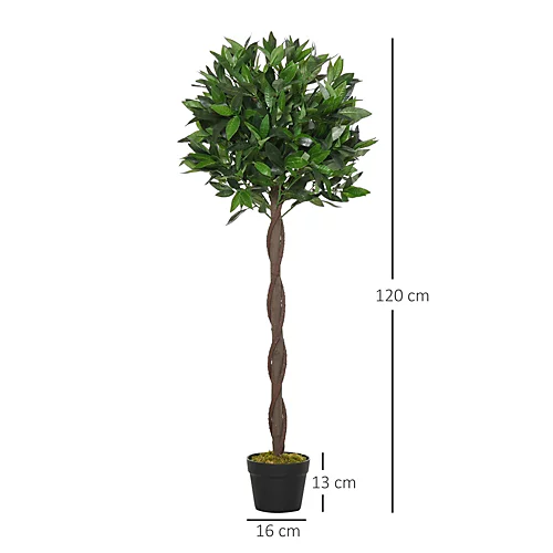 Outsunny Set Of 2 120cm Artificial Bay Laurel Topiary Trees W/ Pot Fake 5 Outsunny Set Of 2 120cm Artificial Bay Laurel Topiary Trees W/ Pot Fake - Image 3