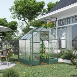 Outsunny Walk-in Greenhouse Garden Polycarbonate Aluminium W/ Smart Window 6x6ft