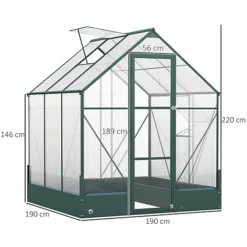 Outsunny Walk-in Greenhouse Garden Polycarbonate Aluminium W/ Smart Window 6x6ft -Leaf Shop outsunny walk in greenhouse garden polycarbonate aluminium w smart window 6x6ft5056399118647 03c MP