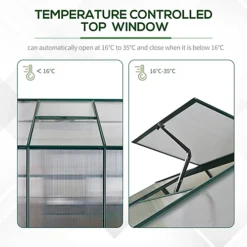 Outsunny Walk-in Greenhouse Garden Polycarbonate Aluminium W/ Smart Window 6x6ft -Leaf Shop outsunny walk in greenhouse garden polycarbonate aluminium w smart window 6x6ft5056399118647 06c MP