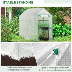 Outsunny Walk In Greenhouse W/Shelves Steeple Grow House 186x 120 X 190cm White -Leaf Shop outsunny walk in greenhouse w shelves steeple grow house 186x 120 x 190cm white5056534539467 06c MP