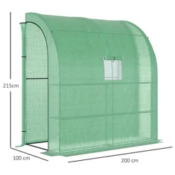 Outsunny Walk-In Lean To Wall Greenhouse W/Window&Door 200Lx 100W X 215Hcm Green -Leaf Shop outsunny walk in lean to wall greenhouse w window door 200lx 100w x 215hcm green5056534549268 03c MP