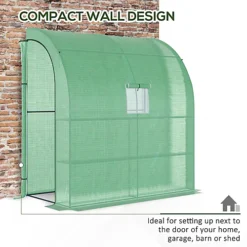 Outsunny Walk-In Lean To Wall Greenhouse W/Window&Door 200Lx 100W X 215Hcm Green -Leaf Shop outsunny walk in lean to wall greenhouse w window door 200lx 100w x 215hcm green5056534549268 06c MP