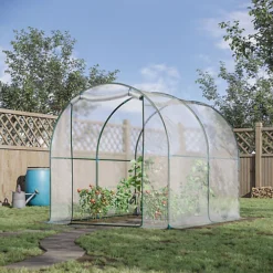 Outsunny Walk In Polytunnel Greenhouse W/ Roll Up Door PVC Cover, 2.5 X 2m