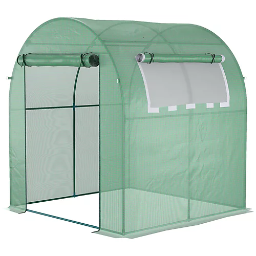 Outsunny Walk In Polytunnel Greenhouse With Roll-up Window And Door, Green 4 Outsunny Walk In Polytunnel Greenhouse With Roll-up Window And Door, Green - Image 2