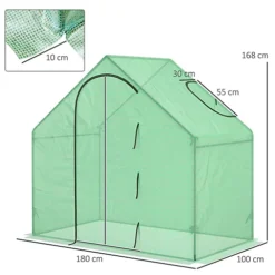 Outsunny Walk-In Portable Greenhouse Mini Grown House Steel Frame Window Green -Leaf Shop outsunny walk in portable greenhouse mini grown house steel frame window green5056399120992 03c MP