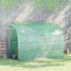 Outsunny Walk-In Tunnel Wall Greenhouse With Windows And Doors, 2 Tiers