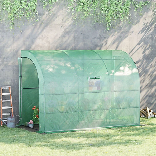 Outsunny Walk-In Tunnel Wall Greenhouse With Windows And Doors, 2 Tiers 3 Outsunny Walk-In Tunnel Wall Greenhouse With Windows And Doors, 2 Tiers