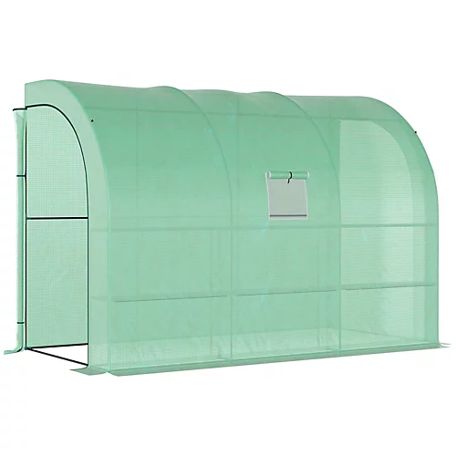 Outsunny Walk-In Tunnel Wall Greenhouse With Windows And Doors, 2 Tiers 4 Outsunny Walk-In Tunnel Wall Greenhouse With Windows And Doors, 2 Tiers - Image 2