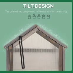 Outsunny Wooden Cold Frame Greenhouse Garden Polycarbonate Grow House, Grey -Leaf Shop outsunny wooden cold frame greenhouse garden polycarbonate grow house grey5056534543549 06c MP