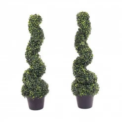 Oypla Set Of 2 Artificial Topiary Boxwood Spiral Trees 80cm Indoor Outdoor Decoration -Leaf Shop oypla set of 2 artificial topiary boxwood spiral trees 80cm indoor outdoor decoration5060544757520 04c MP