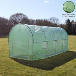 Polytunnel Greenhouse Walk In Galvanised Windows Doors Growhouse PE Cover Diameter 5 X 2m