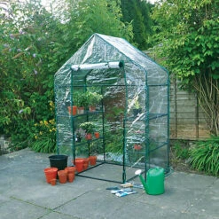 Premium Walk In Greenhouse With Shelves Portable Outdoor Small Reinforced Tubular 4 Shelf Plants Flower Seedling Growhouse -Leaf Shop premium walk in greenhouse with shelves portable outdoor small reinforced tubular 4 shelf plants flower seedling growhouse5012237845847 04c MP