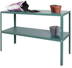 Primrose 2 Tier Greenhouse Staging Green Easy Store Folding Metal Staging Shelving 1.83m