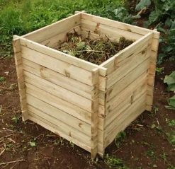 Primrose Outdoor Wooden Compost Bin 373 Litre Composter With Slatted Design 73cm