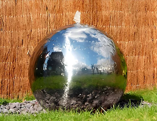 Primrose Polished Sphere Silver Stainless Steel Water Feature With LED Lights H50cm 3 Primrose Polished Sphere Silver Stainless Steel Water Feature With LED Lights H50cm
