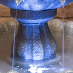 Primrose White Solar Water Fountain Imperial Round 2 Tiered With Lights H112cm -Leaf Shop primrose white solar water fountain imperial round 2 tiered with lights h112cm5055837276888 04c MP