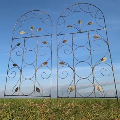 Set Of 2 Leaf Design Metal Trellis (120cm X 50cm)
