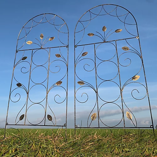 Set Of 2 Leaf Design Metal Trellis (120cm X 50cm) 3 Set Of 2 Leaf Design Metal Trellis (120cm X 50cm)