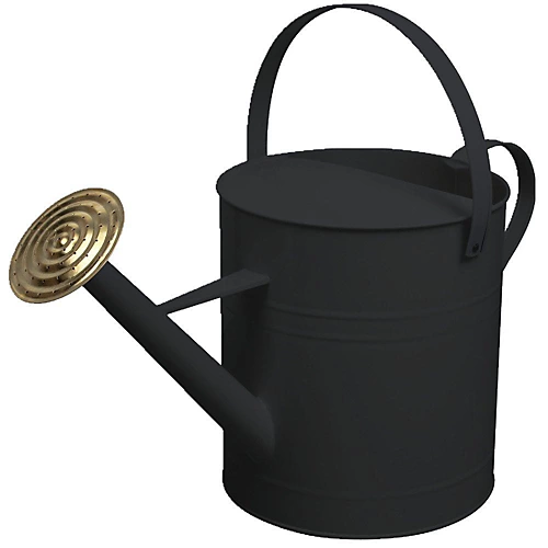 Simpa 9 Litre / 2 Gallon Black Galvanised Watering Can With Brass Rose. 3 Simpa 9 Litre / 2 Gallon Black Galvanised Watering Can With Brass Rose.