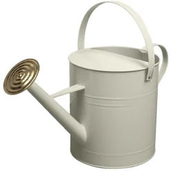 Simpa 9 Litre / 2 Gallon Cream Galvanised Watering Can With Brass Rose.