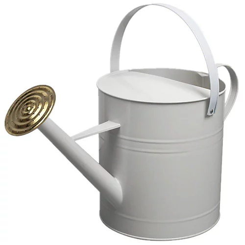 Simpa 9 Litre / 2 Gallon White Galvanised Watering Can With Brass Rose. 3 Simpa 9 Litre / 2 Gallon White Galvanised Watering Can With Brass Rose.